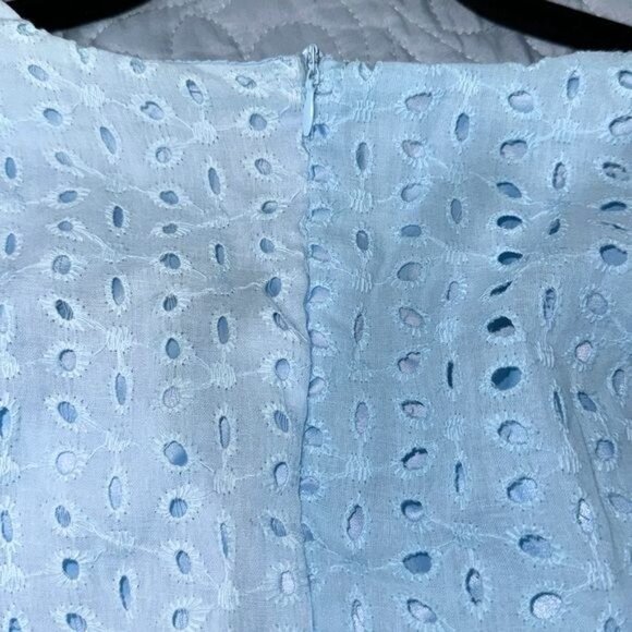 Blue Eyelet Lace Ruffle Sleeve V-Neck Dress With Lining  Short & Back Zipper Clo - Picture 2 of 8